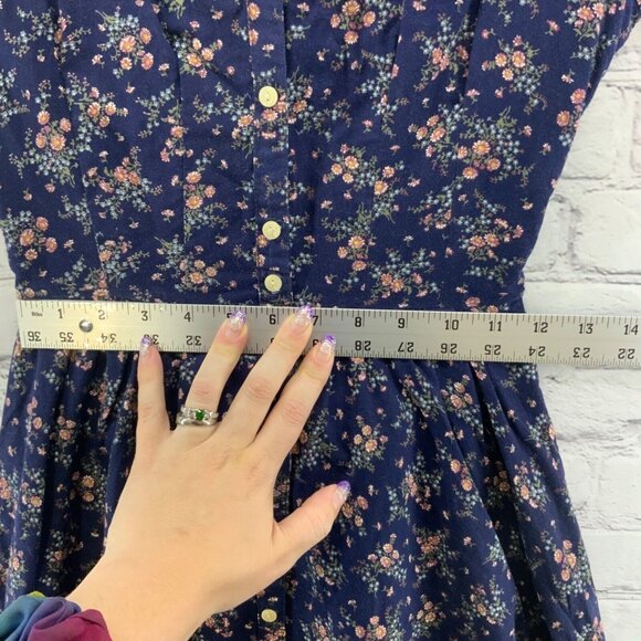 Gunne Sax Dress Vintage 70’s Prairie Girl Floral Print Lace High Collar XS Jr 5 - Picture 10 of 12